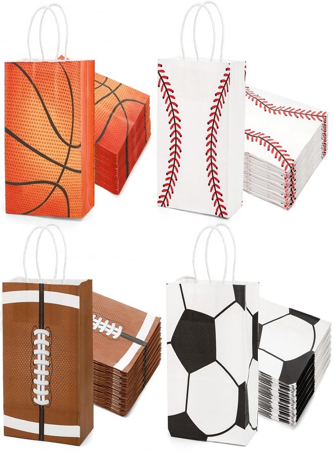 Elsjoy 48 Pack 4 Styles Sports Party Favor Bags for Football Baseball Basketball Soccer, Sports Themed Paper Gift Bags with Handle, Small Goodie Treat Bag for Birthday, Party Supplies - Image 1